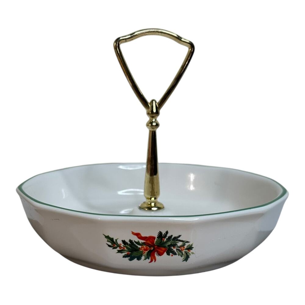 Vintage Pfaltzgraff Christmas Heritage Serving Tidbit Candy Dish with Handle